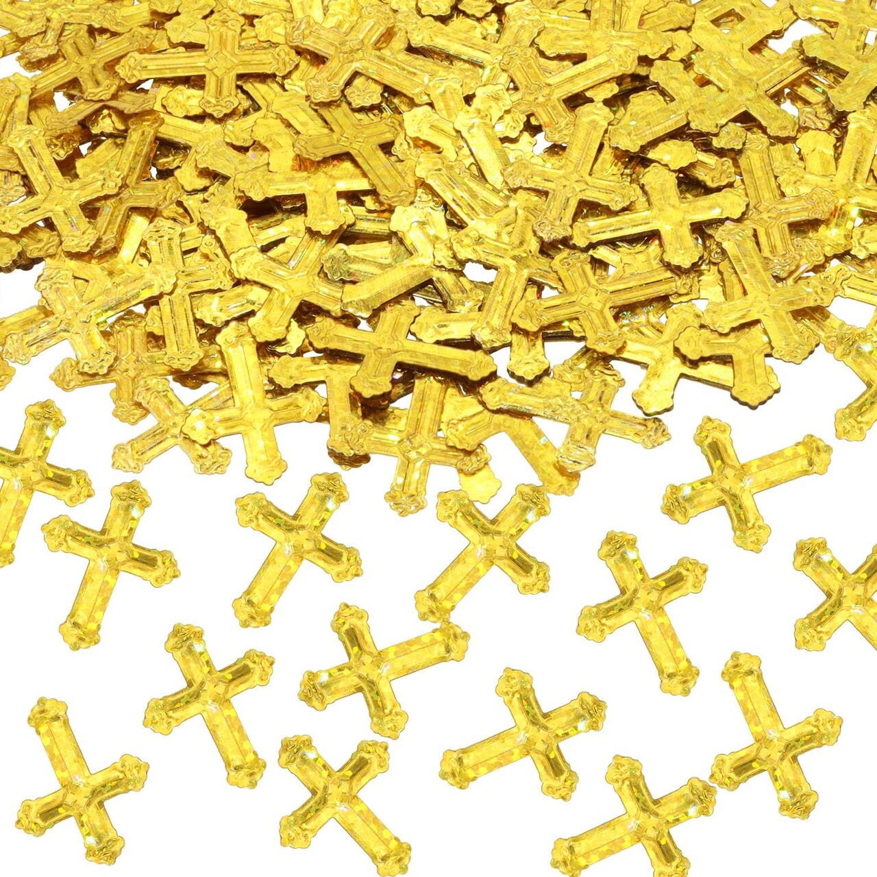 520Pcs Cross Table Confetti Decor Glitter Confetti Table Confetti Cross Decoration for Birthday Wedding Foil Theme Thanks Giving Party Valentine's Day Scatter Bless Confetti(Golden)